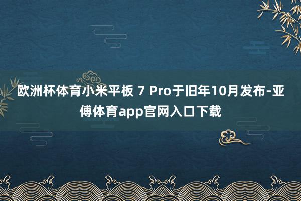 欧洲杯体育小米平板 7 Pro于旧年10月发布-亚傅体育app官网入口下载